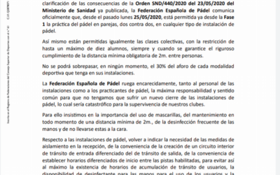 COMUNICADO OFICIAL FEDERACIÓN DE PADEL ESPAÑOLA
