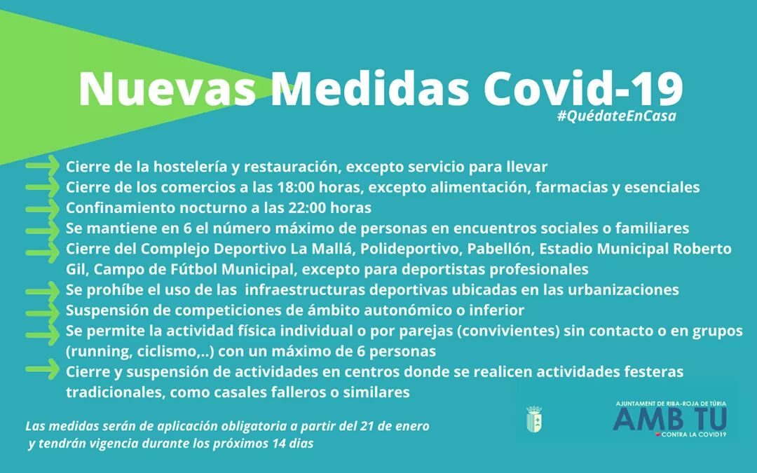 NUEVAS MEDIDAS COVID-19 A PARTIR DEL JUEVES 21 DE ENERO